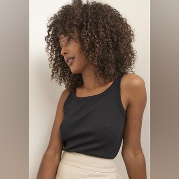Nwt KAFFE KACARNA BLACK RIBBED TANK TOP - Picture 1 of 5